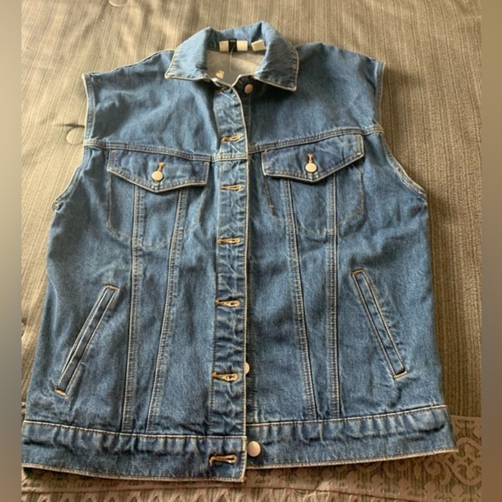 New Universal Thread Western Cowboy Classic Denim Vest Navy Blue Small Large